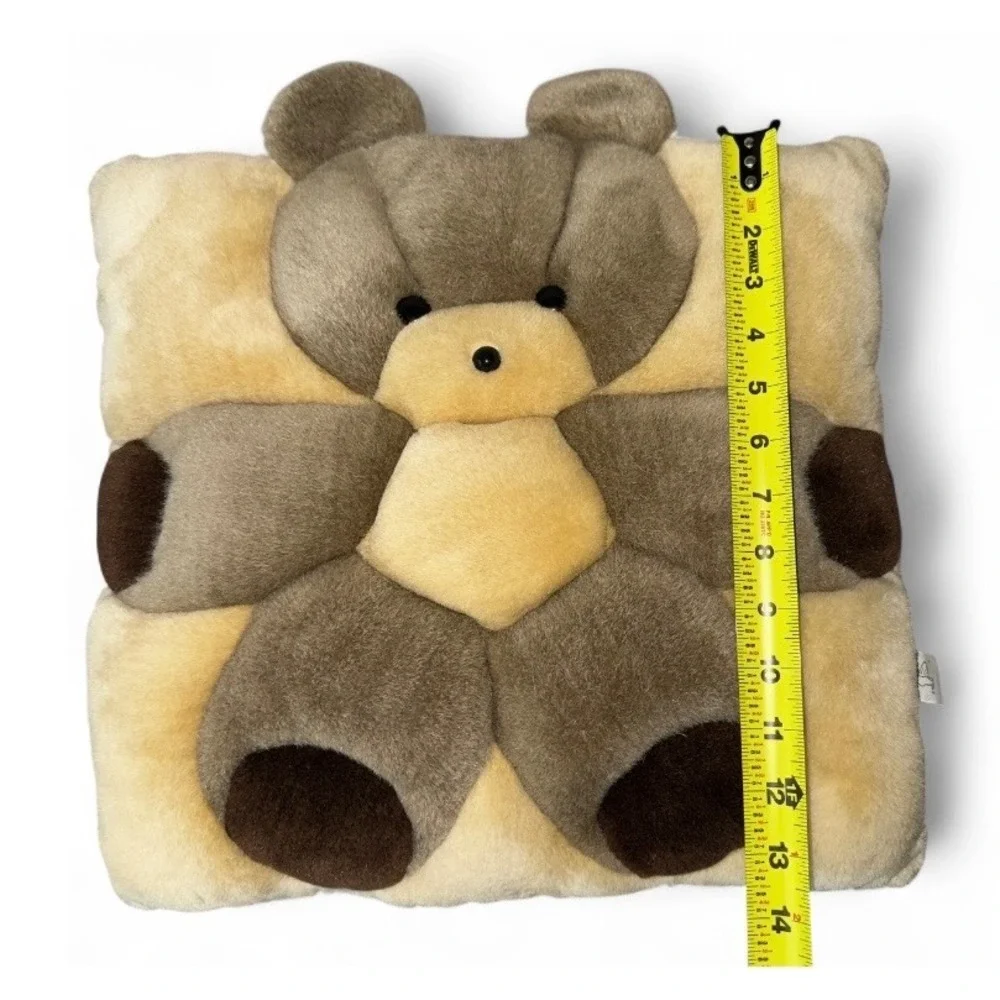 VTG Angel Toy Teddy‎ Bear Pillow Plush Square Stuffed Animal Brown Beige Nursery
